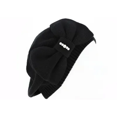 Bella Cotton Summer Beret Black - BeBeret Reference: 8942 | Traclet Hat Shop