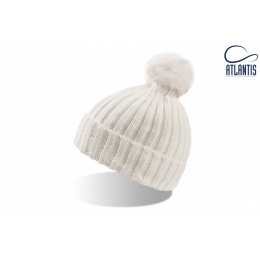 Bonnet à Pompon Fourrure Blanc- Atlantis