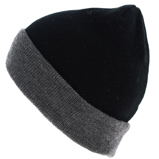 Grey/Black Cuffed Wind Beanie - Traclet