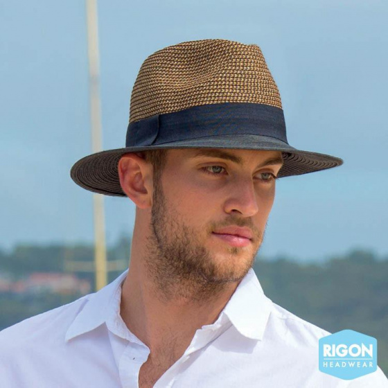 Ollie Natural Fibers Trilby Hat Natural & Black - Rigon Headwear