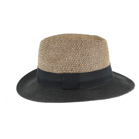 Ollie Natural Fibers Trilby Hat Natural & Black - Rigon Headwear Ollie Natural Fibers Trilby Hat Natural & Black - Rigon Headwear