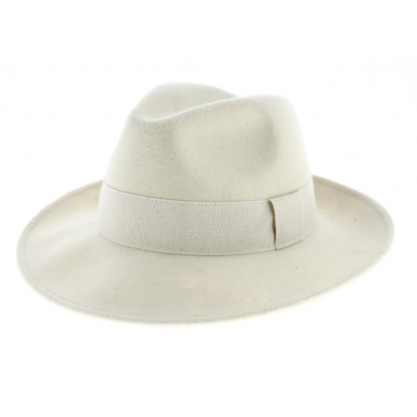 Chapeau Fedora Feutre Laine Blanc Imperméable