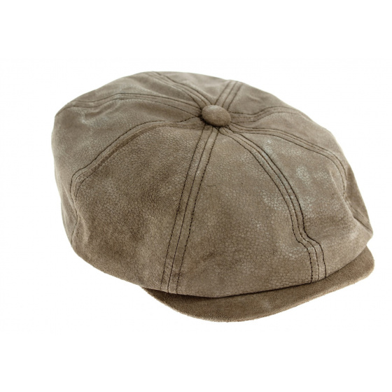 Cap Hatteras Newsboy Cuir Taupe- Henschel Reference : 8985 ...