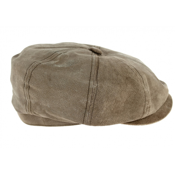 Casquette Hatteras Newsboy Cuir Taupe- Henschel 
