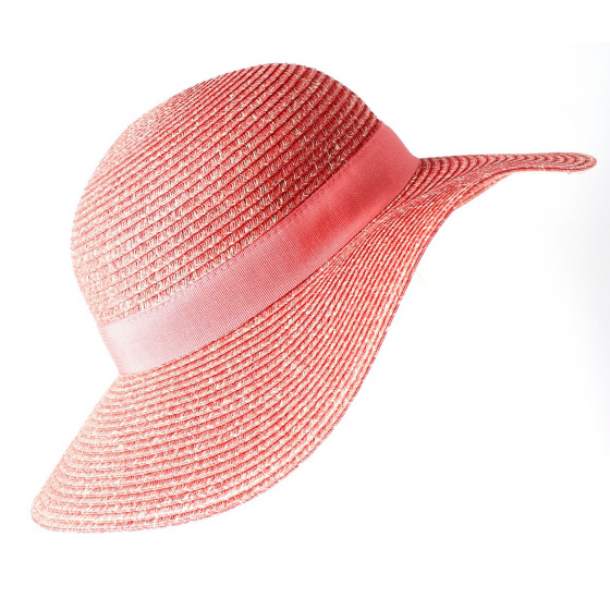 Chapeau Capeline Rhodes Paille Papier Corail- Traclet