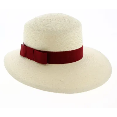Casquette Panama Puyo Paille Naturelle Rouge- Traclet Reference : 9022 | Chapellerie Traclet