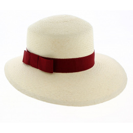 Panama Cap Puyo Natural Straw & Red - Traclet