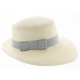 Panama Puyo Cap Natural Straw & Pearl Gray - Traclet