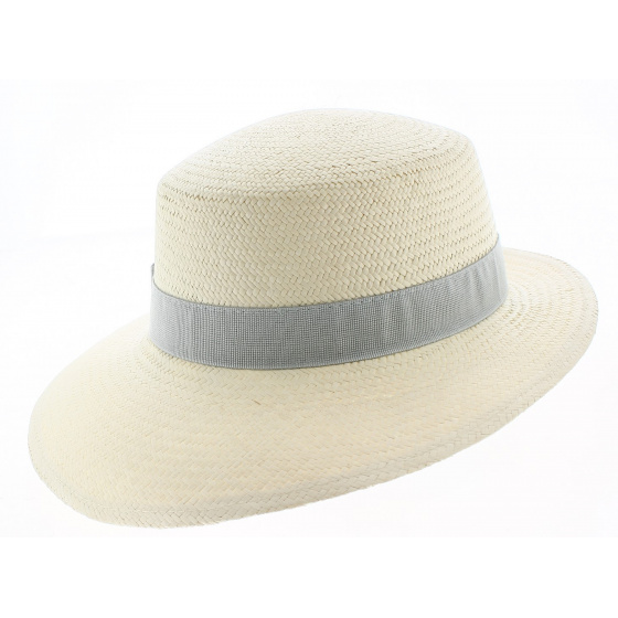 Panama Puyo Cap Natural Straw & Pearl Gray - Traclet