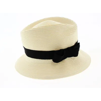 Chapeau Cloche Louisa en Papier Tissé Naturel- Traclet  Reference : 9025 | Chapellerie Traclet
