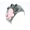 Béret Leïla Coton Fleur Gris & Rose- BeBeret Reference : 9033 | Chapellerie Traclet