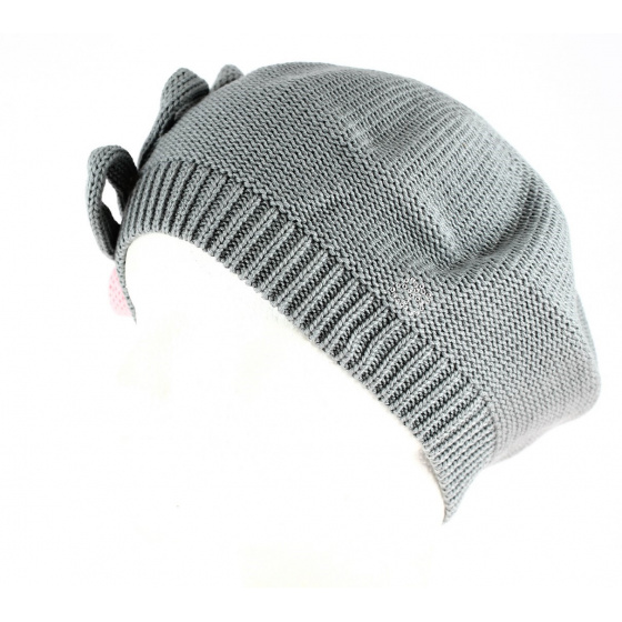 Béret Leïla Coton Fleur Gris & Rose- BeBeret