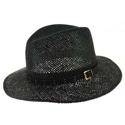Chapeau Traveller Thurins Paille Papier Noir -Traclet  Reference : 9039 | Chapellerie Traclet