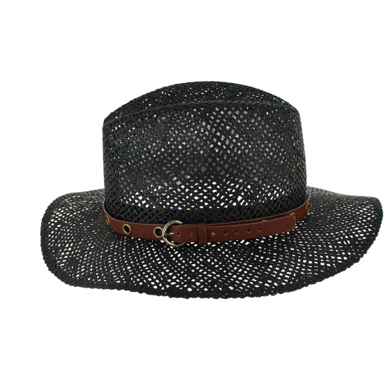 Chapeau Traveller Thurins Paille Papier Noir- Traclet Chapeau Traveller Thurins Paille Papier Noir- Traclet