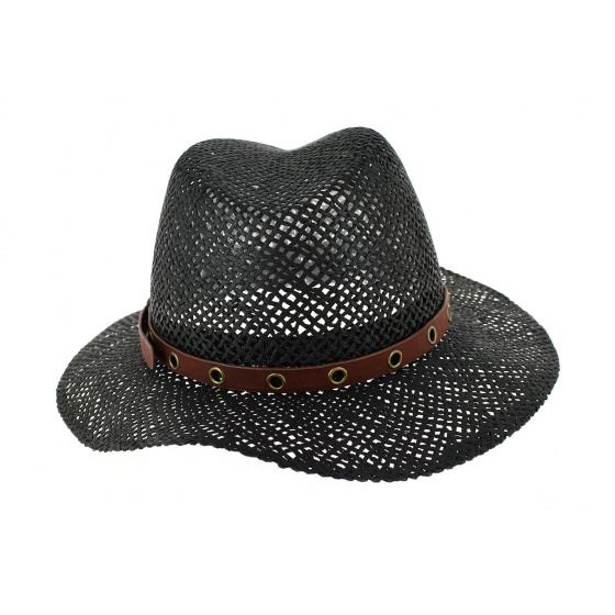 Chapeau Traveller Thurins Paille Papier Noir- Traclet Chapeau Traveller Thurins Paille Papier Noir- Traclet