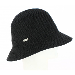 Black Gossamer Straw Cloche Hat - Betmar