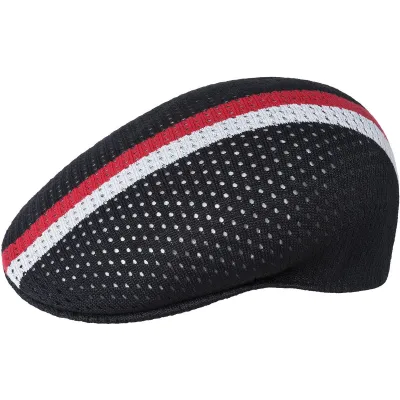 Mesh-Stripe 504 Flat Cap Black - Kangol - Kangol boutique Reference: 2013 | Chapellerie Traclet