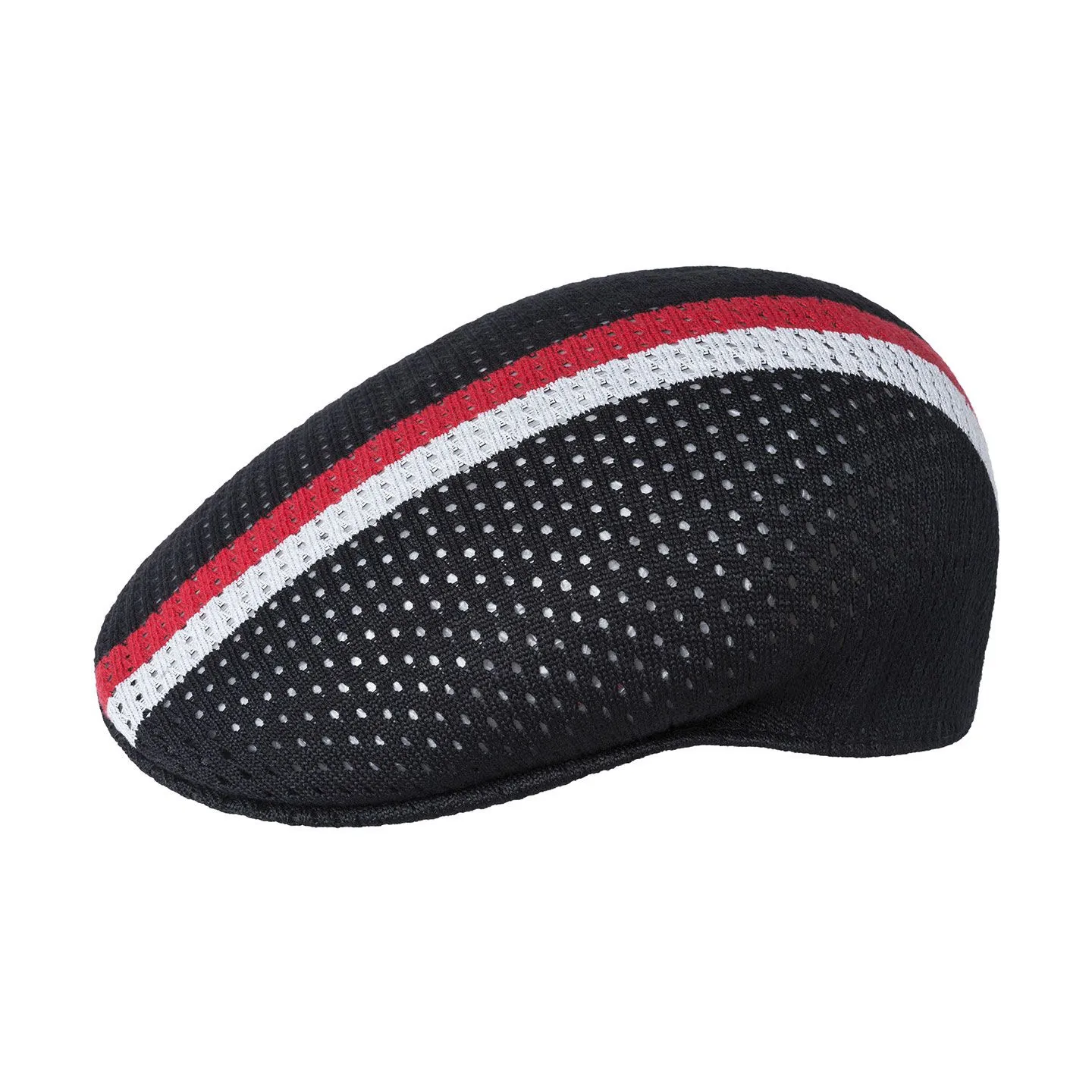 Mesh-Stripe 504 Flat Cap Black - Kangol - Kangol boutique Reference: 2013 | Chapellerie Traclet