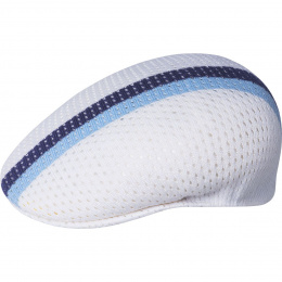 504 Mesh-Stripe Flat Cap White - Kangol