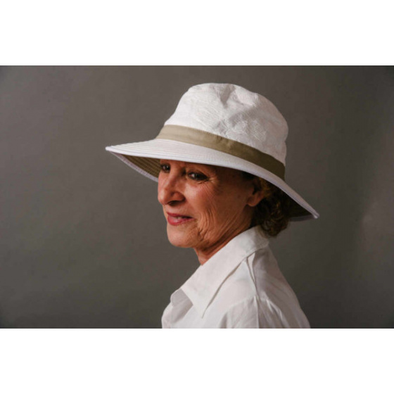 Natural Bob Hat Audenge Beige & White - Soway Natural Bob Hat Audenge Beige & White - Soway
