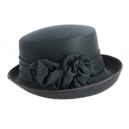 Women's Black Fabric Breton Hat