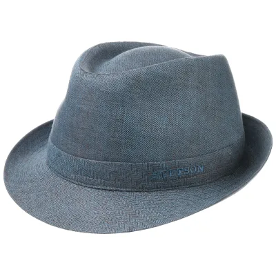 Osceola Trilby Hat Blue/Brown Linen - Stetson Reference: 9169 | Traclet Hat Shop