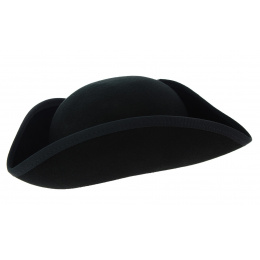 Small Black Wool Felt Tricorne - Traclet