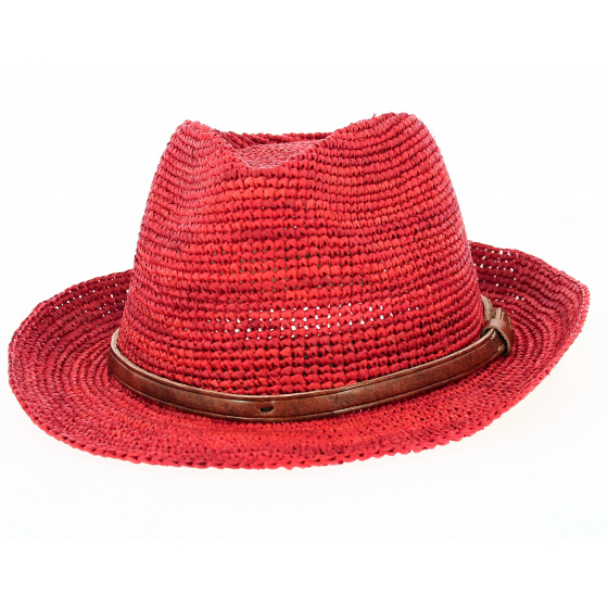 Chapeau Trilby Raphia Avignon Rouge- Traclet Chapeau Trilby Raphia Avignon Rouge- Traclet