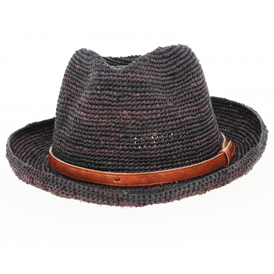 Plum Avignon Raffia Trilby Hat - Traclet