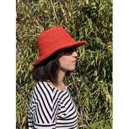 Red Camellia Raffia Breton Hat - Traclet