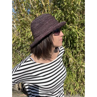 Chapeau breton Raphia Camélia Prune - Traclet  Reference : 8243 | Chapellerie Traclet