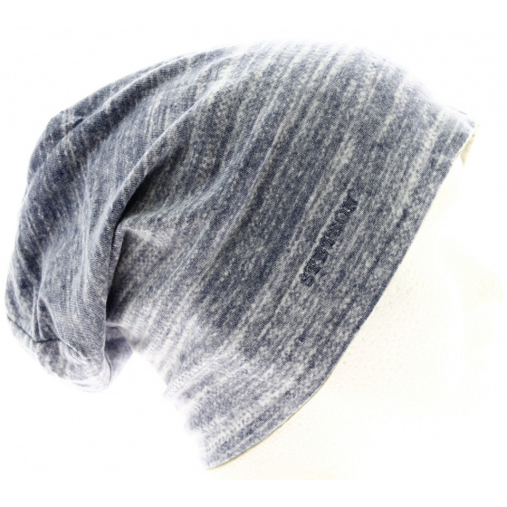 Reversible Gray & Blue Cotton Beanie - Stetson