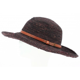 Plum Majunga Raffia Wide-Brimmed Hat - Traclet