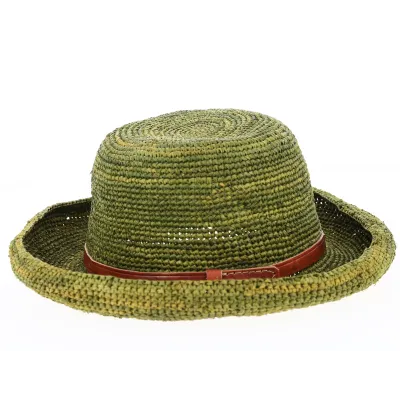 Chapeau Breton Raffia Andapa Vert- Traclet  Reference : 9217 | Chapellerie Traclet