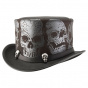 Silver Skull Leather Top Hat - Head'N Home