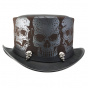 Silver Skull Leather Top Hat - Head'N Home