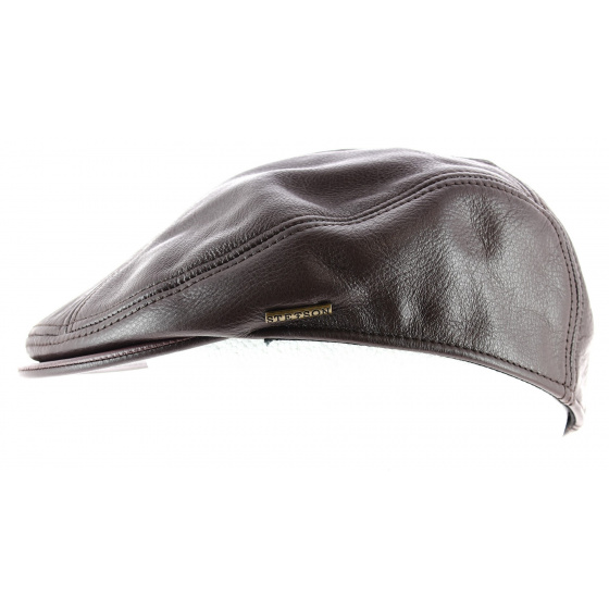 Brown Leather Tanque Flat Cap - Stetson