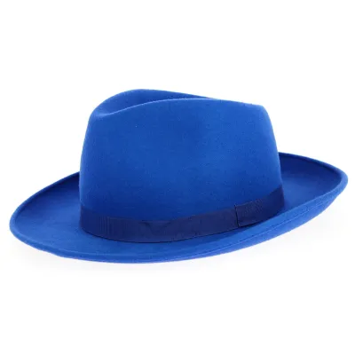 Blue tunon fedora hat - black bogarte hat - bogarte - Traclet Hatmakers Reference: 9262 | Traclet Hatmakers