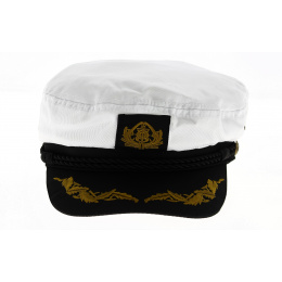 Capt'aine White Cotton Navy Cap - Traclet
