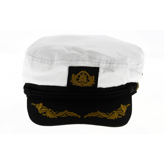White Cotton Captain's Marine Cap - Traclet