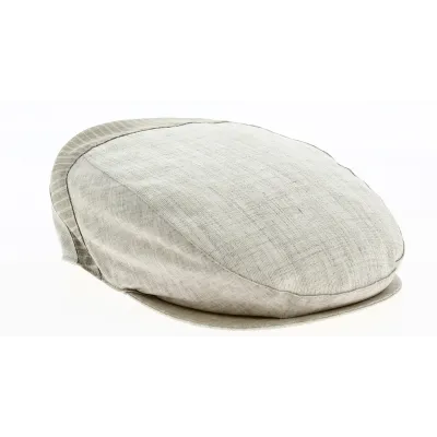Alec Flat Cap Beige Linen - Traclet Reference: 9328 | Traclet Hat Shop