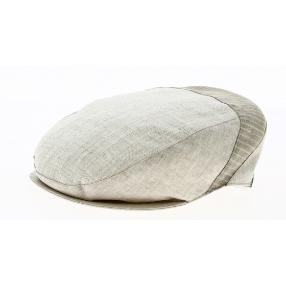 Alec Flat Cap Beige Linen - Traclet Alec Flat Cap Beige Linen - Traclet