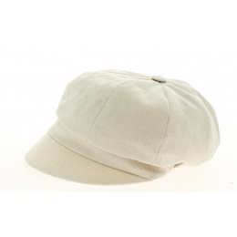 Beige Cotton Newsboy Cap with Bow - Traclet