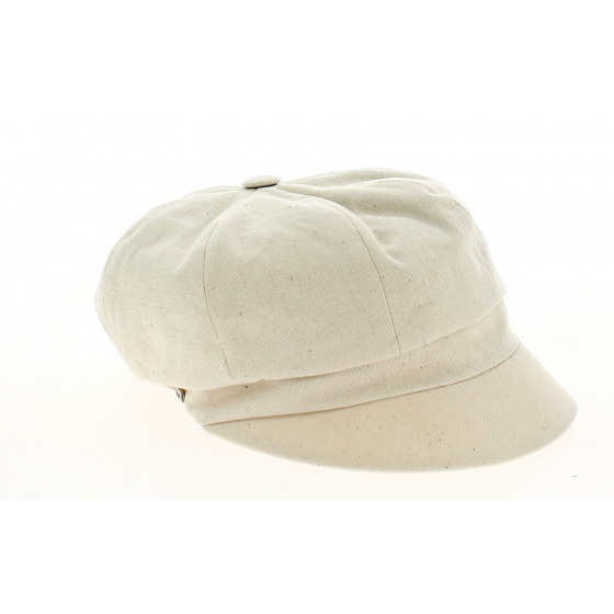 Beige Cotton Newsboy Cap with Bow - Traclet