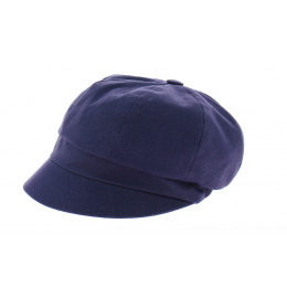 Navy Cotton Newsboy Cap with Bow - Traclet