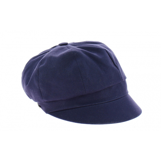Navy Cotton Newsboy Cap with Bow - Traclet
