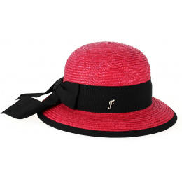Santornin Cloche Hat Red Straw - Fléchet