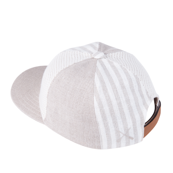 Beige Striped Linen Cap - Béton Ciré