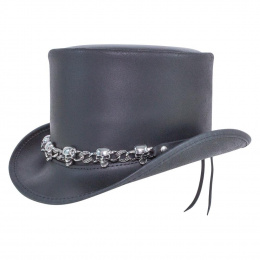 Chapeau Demi Haut de Forme El Dorado Cuir Noir - Head'N Home