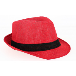 Chapeau Trilby California Lin Rouge - Traclet